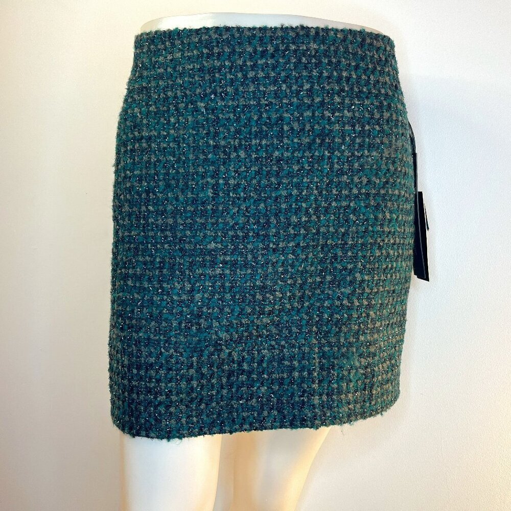 WILLI SMITH Women's Teal/Black/Gray Wool Blend Knit Skirt - Size 4 - NWT